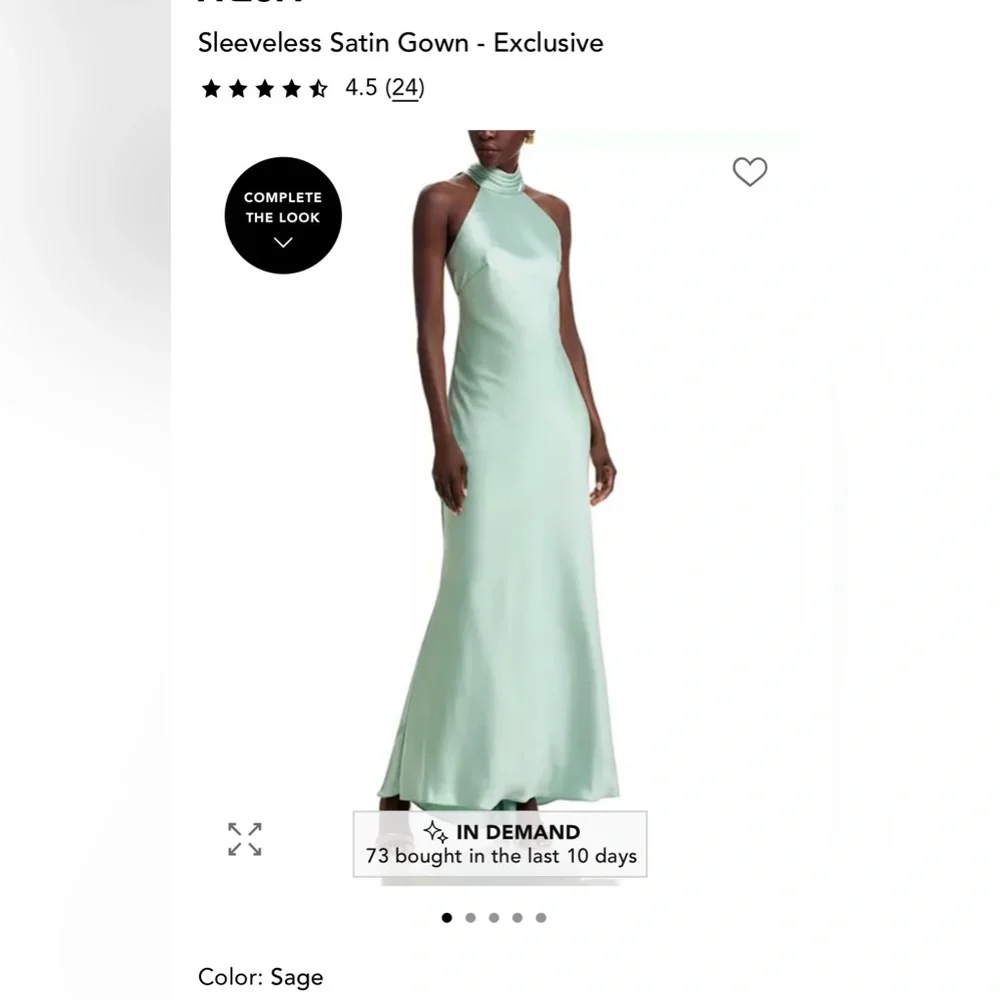 EUC Elegant Sage Satin Evening Gown from Aqua at Bloomingdale’s Size 4 - Picture 5 of 15